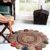 Sonia Collections Jute Round Rug Size 4x4 Feet