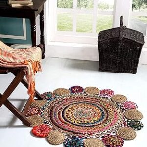 Sonia Collections Jute Round Rug Size 4x4 Feet