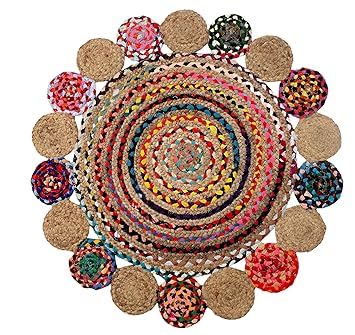 Sonia Collections Jute Round Rug Size 4x4 Feet