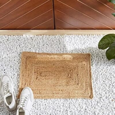 Sonia Collections Handwoven Jute Reversible Mat & Runner for Kitchen Floor mat, Doormat & bathmat (16"X24" inch, Beige)
