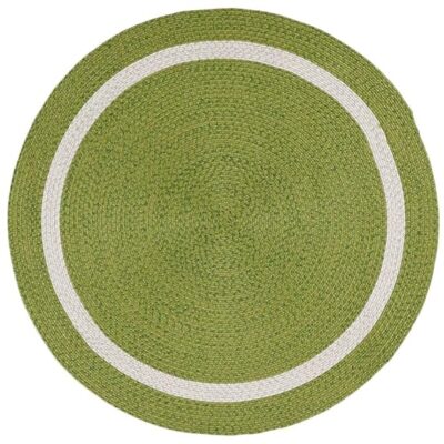 Braided Green Cotton Round Carpet Rug for Home Decor, 100 cm