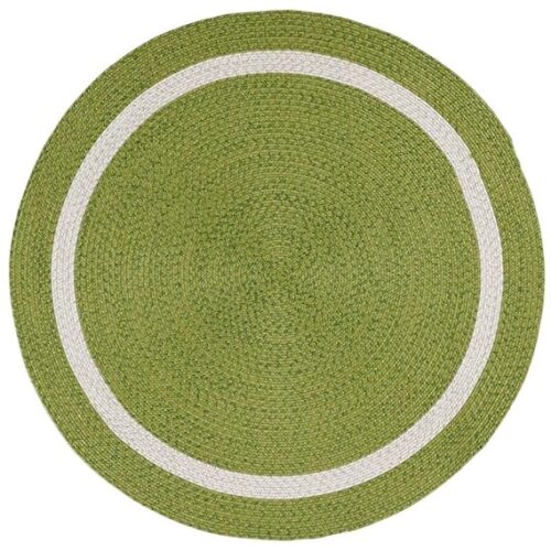 Sonia Collections Braided Green Cotton Round Carpet Rug for Home Decor, 100 cm