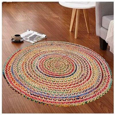 Natural Braider Reversible Carpets Jute mats | Cotton Jute Carpets for Bedroom and Balcony | Floor Covering Square Carpets for Living Room (2x2 feet Small)