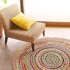 Natural Braider Reversible Carpets Jute mats | Cotton Jute Carpets for Bedroom and Balcony | Floor Covering Square Carpets for Living Room (2x2 feet Small)