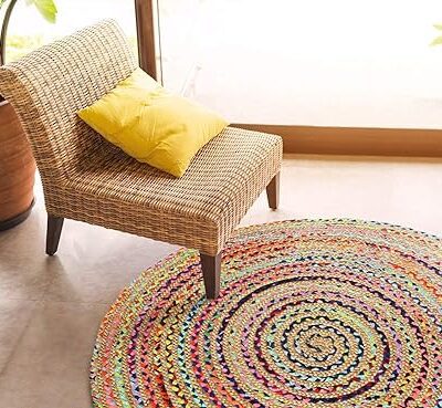 Natural Braider Reversible Carpets Jute mats | Cotton Jute Carpets for Bedroom and Balcony | Floor Covering Square Carpets for Living Room (2x2 feet Small)
