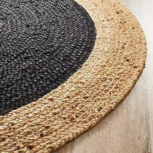 Sonia Collections™ Round Black Jute Natural Rug for Modern Decor