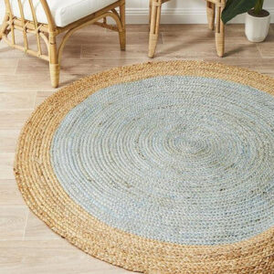 Sonia Collections Blue Round Jute Rug - Natural & Eco-Friendly Home Decor