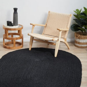 Sonia Collections Bondi Black Oval Jute Rug - Stylish & Sustainable Home Accent