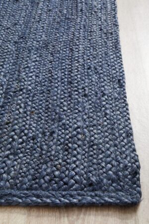 Navy Hand-Braided Jute Texture Runner by Sonia Collections