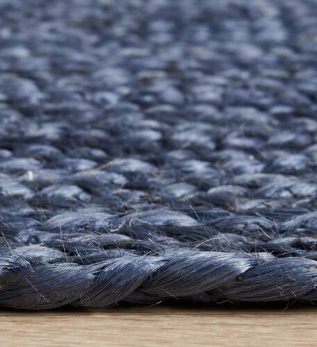 Navy Hand-Braided Jute Texture Runner by Sonia Collections