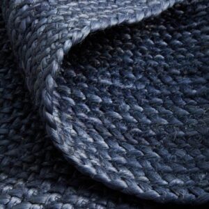 Navy Hand-Braided Jute Texture Runner by Sonia Collections