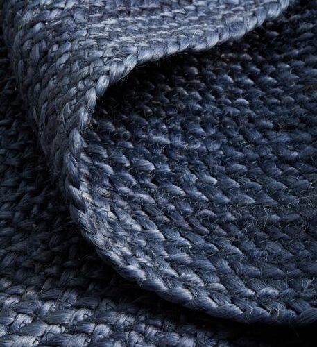 Navy Hand-Braided Jute Texture Runner by Sonia Collections