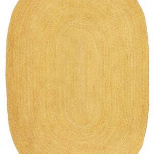 Sonia Collections Bohem Hand Braided Yellow Jute Oval Rug - 150x220 cm