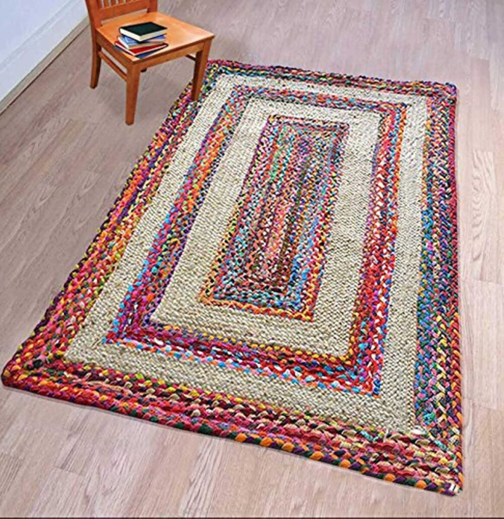 Natural Cotton Braided Chindi Area Rug - Sonia Collections 2x3 feet