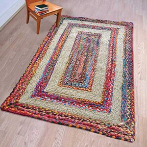 Natural Cotton Braided Chindi Area Rug - Sonia Collections 2x3 feet