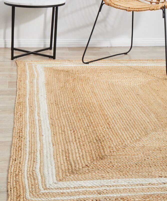 Hand Braided Indian Jute Rug 150x220 cm - Noosa Border Style