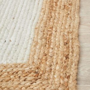 Hand Braided Jute Rug with Noosa Border - Natural Elegance