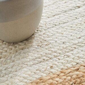 Hand Braided Jute Rug with Noosa Border - Natural Elegance