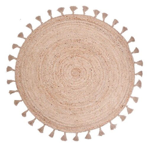 Sonia Collections n1 Sonia Collections Jute Round Rug with Pompoms - Eco-Friendly Decor