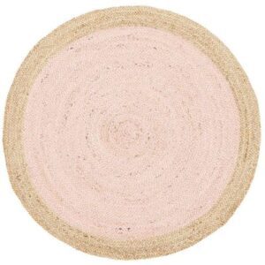 Sonia Collections Pink Round Jute Natural Rug for Stylish Decor