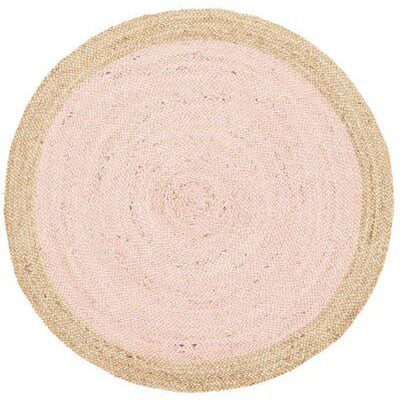 Sonia Collections Pink Round Jute Natural Rug for Stylish Decor