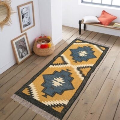 Wool & Jute Dhurrie Rug for Cozy Indoor Accent Décor