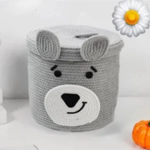 Bear Design Cotton Rope Storage Basket for Home Organization