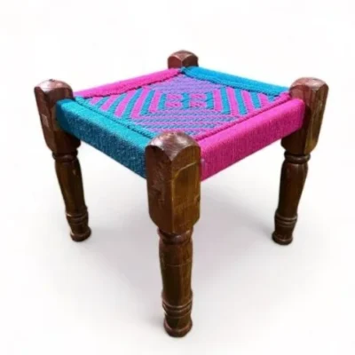 Brown Wooden Stool with Traditional Removable & Foldable Legs