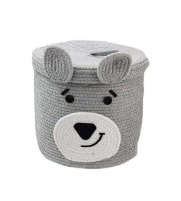 Bear Design Cotton Rope Storage Basket for Organizing and Decor