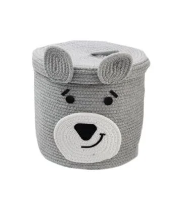 Version 1.0.0 Bear Design Cotton Rope Storage Basket for Home Organization