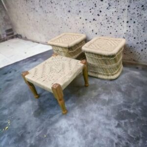 MUDHA-160A-768x768 Woven Wooden Stool Set of 3 - Stylish & Versatile Seating Solutions