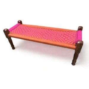 Elegant 2-Seater Wooden Charpai Bench for Stylish Seating Comfort