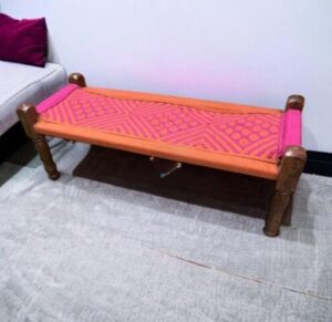 Elegant 2-Seater Wooden Charpai Bench for Stylish Seating Comfort