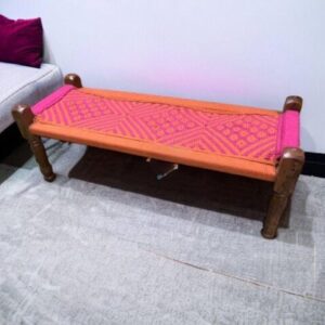 Elegant 2-Seater Wooden Charpai Bench for Stylish Seating Comfort