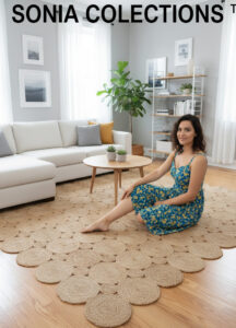 Sonia Collections™ Elegant Solid Color Natural Jute Area Rug for Chic Home Interiors