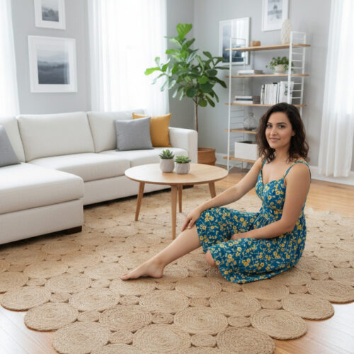 Sonia Collections™ Elegant Solid Color Natural Jute Area Rug for Chic Home Interiors
