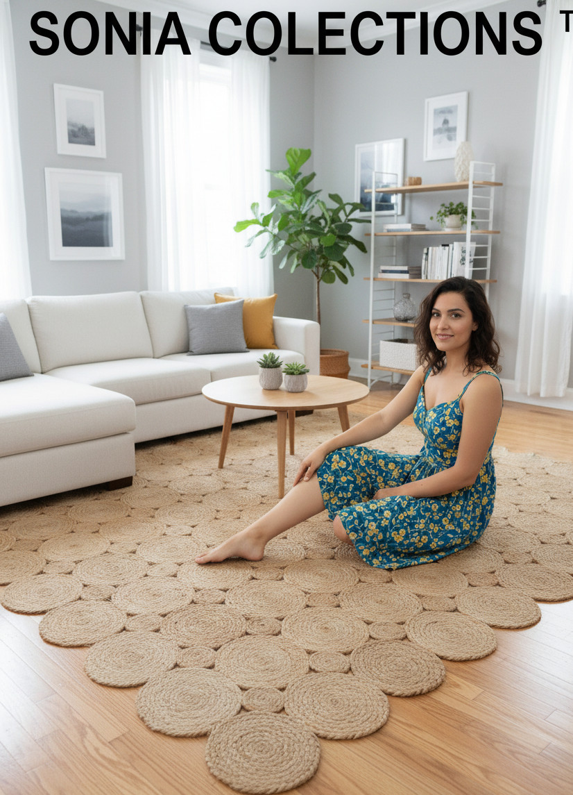 Sonia Collections™ Elegant Solid Color Natural Jute Area Rug for Chic Home Interiors