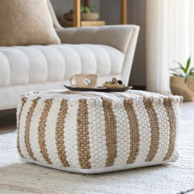 Oak Pouf for Cozy Living Spaces by Cove Home Designs