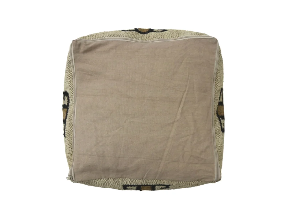 Handwoven Wool & Jute Kilim Pouf Cover - Stylish Accent Piece