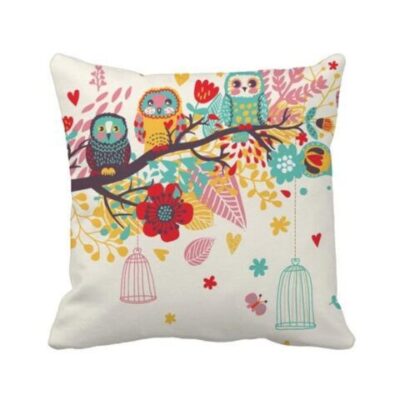Ethnic Owl Throw Pillow Covers - Set of 2, 16x16 Inch Size