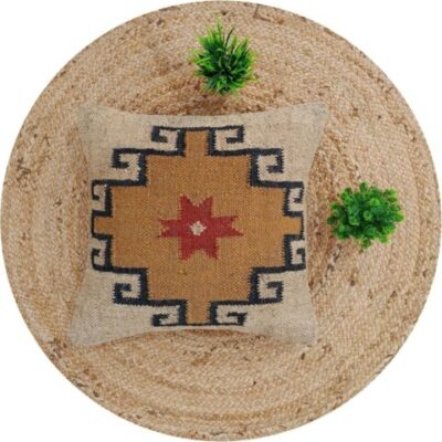 Store 24 Set of 2 Stylish Wool Jute Cushion Covers for Home Decor