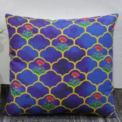 Set of 4 Blue Flower Cushion Covers - Decorative Throw Pillows