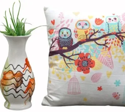 Ethnic Owl Throw Pillow Covers - Set of 2, 16x16 Inch Size