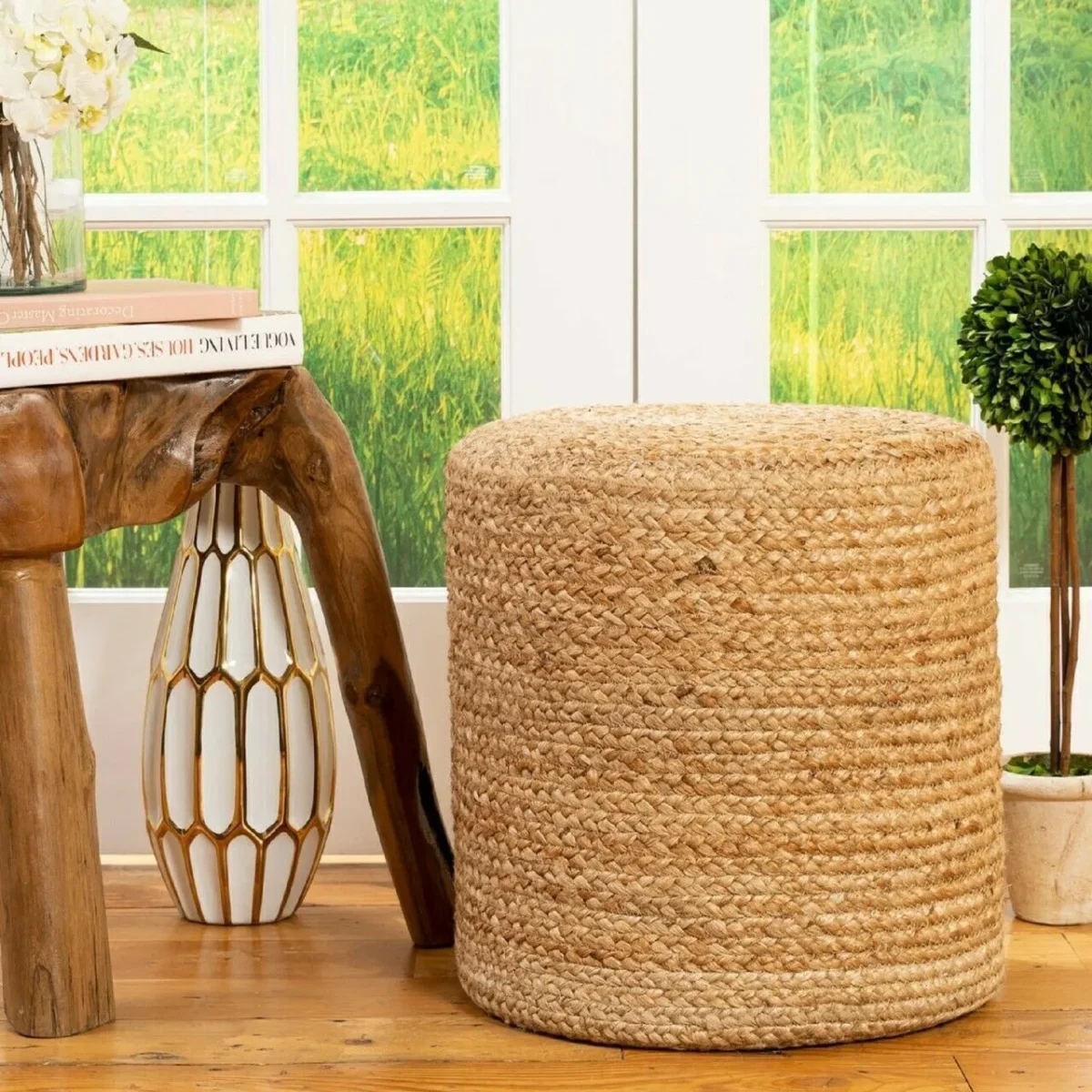 s-l1600 Sonia Collections Braided Jute Ottoman Pouffe Cover - Versatile Design