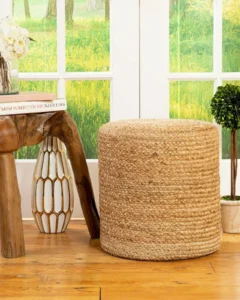 Braided Jute Ottoman Pouffe
