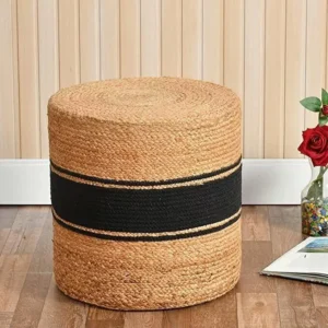 Sonia Collections Natural Braided Sisal Jute Pouffe Cover for Cozy Home Decor