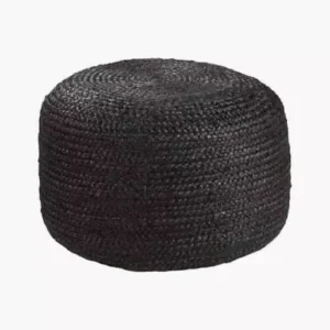 Sonia Collections Black Braided Jute Pouf Cover for Chic Home Styling