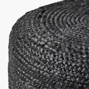 Sonia Collections Black Braided Jute Pouf Cover for Chic Home Styling