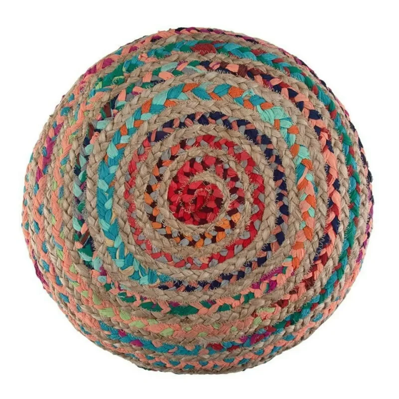 Sonia Collections Braided Jute & Cotton Pouffe Foot Stool Cover - Stylish & Durable