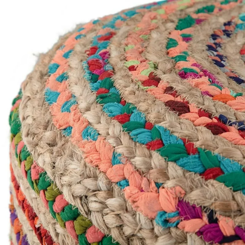 Sonia Collections Braided Jute & Cotton Pouffe Foot Stool Cover - Stylish & Durable